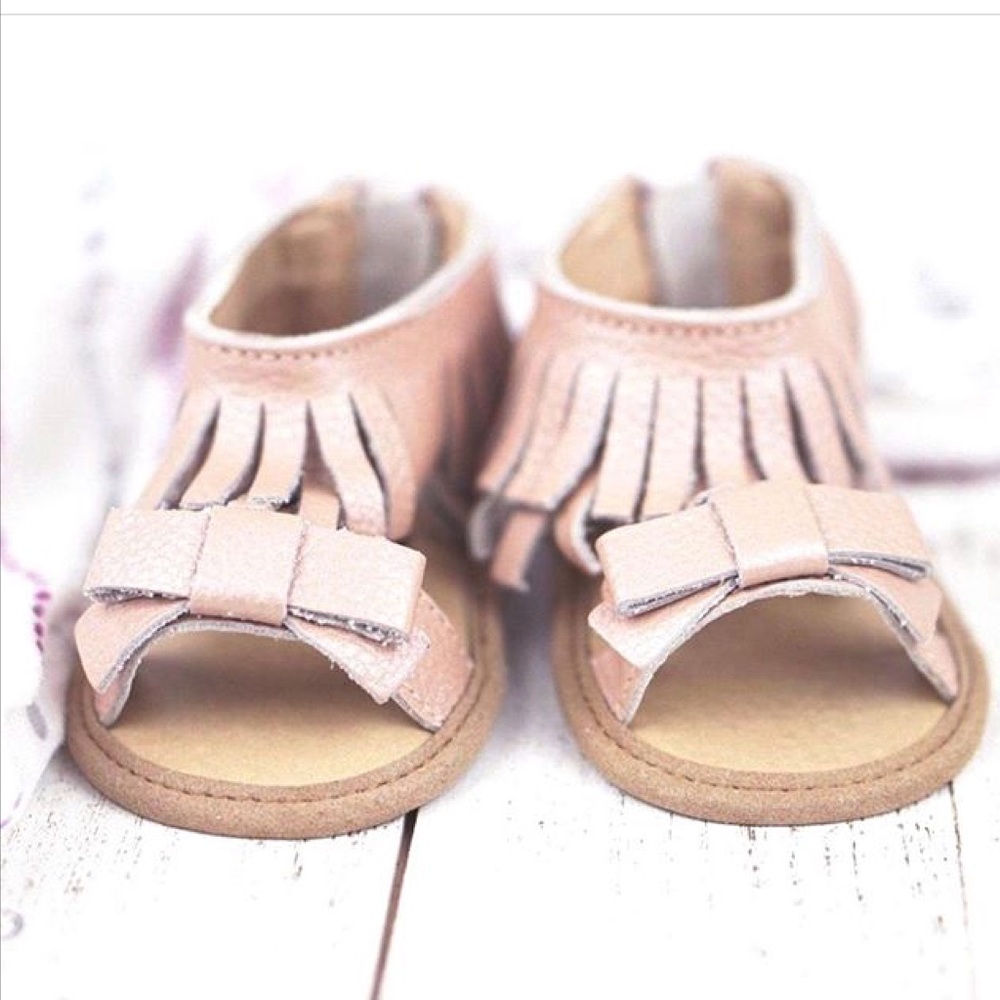 Handmade Blush Leather Mocc Sandals